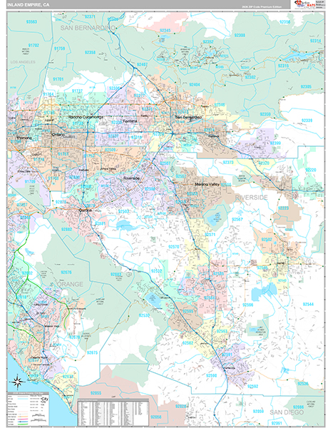 Inland Empire Metro Area Wall Map Premium Style